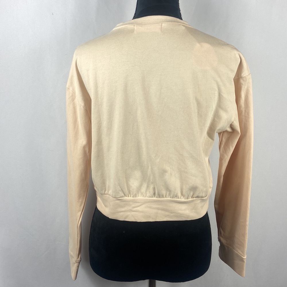 Torio Peachy Orange Colored Long Sleeve Cropped Sweatshirt - Picture 3 of 5